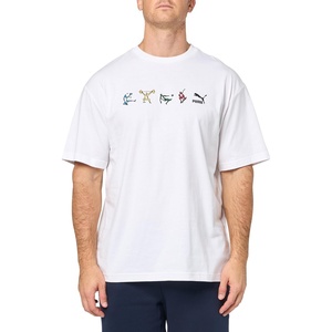 PUMA Mens Village Wear Graphic Crew Neck Short Sleeve Casual Tops Casual(Puma White)