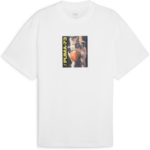 PUMA Mens Village Wear Graphic Crew Neck Short Sleeve Casual Tops Casual(Puma White/Banned from Tv)