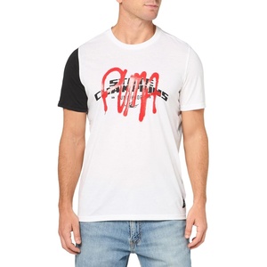PUMA Mens Village Wear Graphic Crew Neck Short Sleeve Casual Tops Casual(Puma White-puma Black)