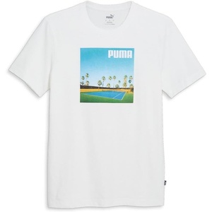 PUMA Mens Village Wear Graphic Crew Neck Short Sleeve Casual Tops Casual(Puma White-ss24 Serve It)