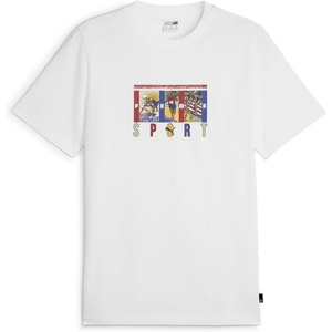 PUMA Mens Village Wear Graphic Crew Neck Short Sleeve Casual Tops Casual(Puma White-ss24 Sport)