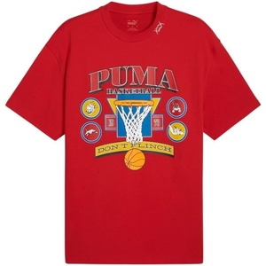 PUMA Mens Village Wear Graphic Crew Neck Short Sleeve Casual Tops Casual(Red)