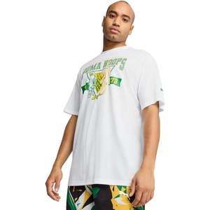 PUMA Mens Village Wear Graphic Crew Neck Short Sleeve Casual Tops Casual(Rival Rage Puma White Ss25)