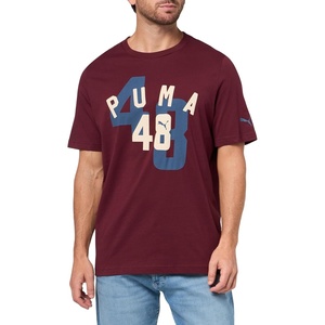 PUMA Mens Village Wear Graphic Crew Neck Short Sleeve Casual Tops Casual(Ruby Shimmer Double Up Ah25)