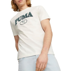 PUMA Mens Village Wear Graphic Crew Neck Short Sleeve Casual Tops Casual(Warm White- Ah23 Squad)