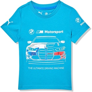 PUMA Unisex-Child BMW M Motorsport Graphic T-Shirt, Tropical Blue Car AH25, Big Kid Small