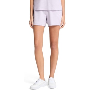 PUMA Womens Essentials No. 1 Logo 5 Inch High-Waist Shorts Casual Bottoms Casual(Lilac Frost – Small Logo Ss25)