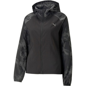 PUMA Womens Run Favorite Hooded Woven Jacket Running Athletic Outerwear – Black(Black-aop)
