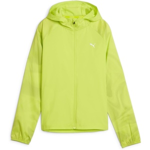 PUMA Womens Run Favorite Hooded Woven Jacket Running Athletic Outerwear – Black(Lime Pow)