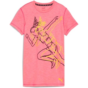 PUMA Womens Village Wear Graphic Crew Neck Short Sleeve Casual Tops Casual – Black(Sunset Glow Aw24)