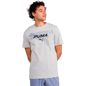 Puma Men’s Graphic Reverse Logo T-Shirt(Light Gray Heather)