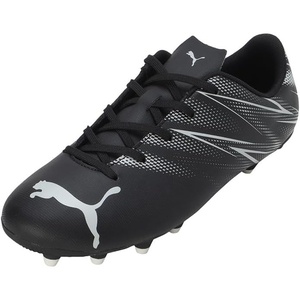 Puma Unisex-Child Attacanto Firm Ground/Artificial Ground (Toddler/Little Kid/Big Kid)(Black/Silver)