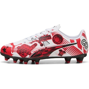 Puma Unisex-Child Christian Pulisic Legacy Ultra Firm, Artificial Ground Soccer Cleats(Puma White-puma Red-puma Black)