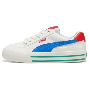 Puma Unisex-Child Court Classic Vulc Shoes(Puma White-hyperlink Blue-vapor Gray)