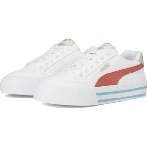 Puma Unisex-Child Court Classic Vulc Shoes(White-exotic Red Ah25)