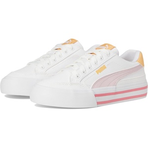 Puma Unisex-Child Court Classic Vulc Shoes(White-rose Mauve-almost Apricot Ah25)