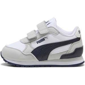 Puma Unisex-Child St Runner Hook and Loop(Puma White-new Navy-cool Light Gray)