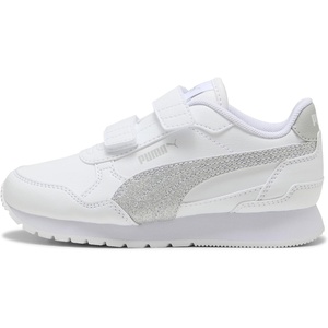Puma Unisex-Child St Runner Hook and Loop(Puma White-puma Silver-cool Light Gray)