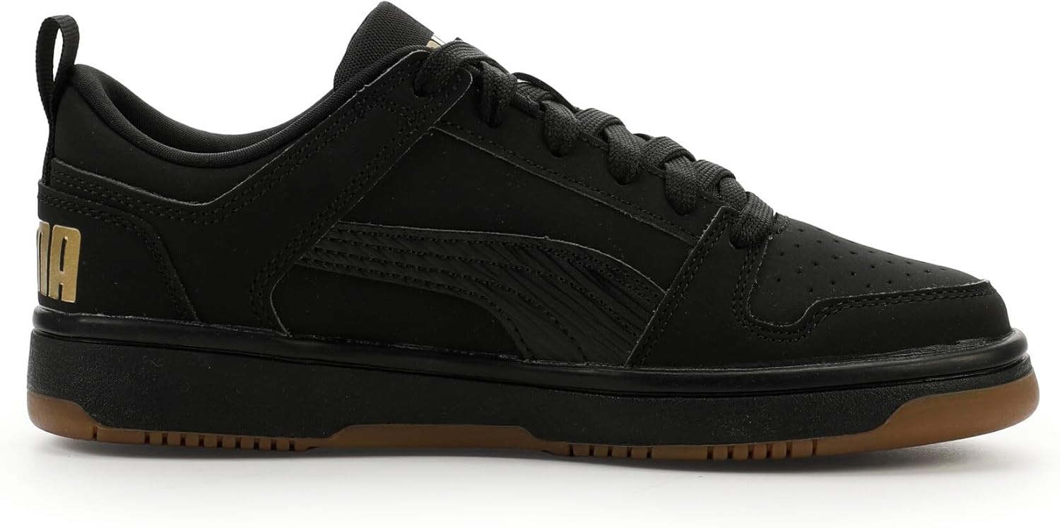 image:imagePUMA Kids Boys Rebound Layup Lo Nubuck Lace Up Sneakers Shoes Casual GreyBlackblackgold Ah25