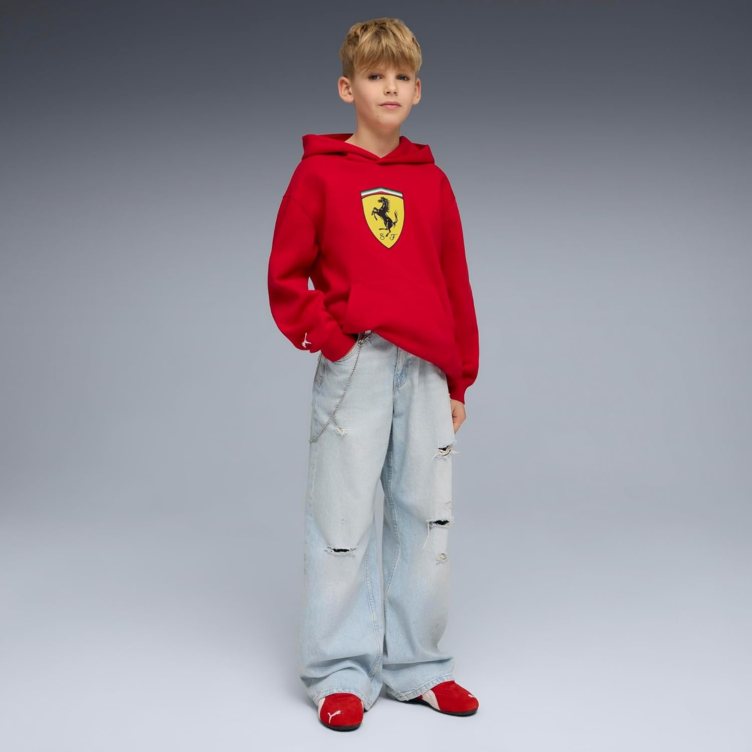 image:imagePUMA Kids Boys Scuderia Ferrari Shield Hoodie Casual Outerwear Casual BlackRed