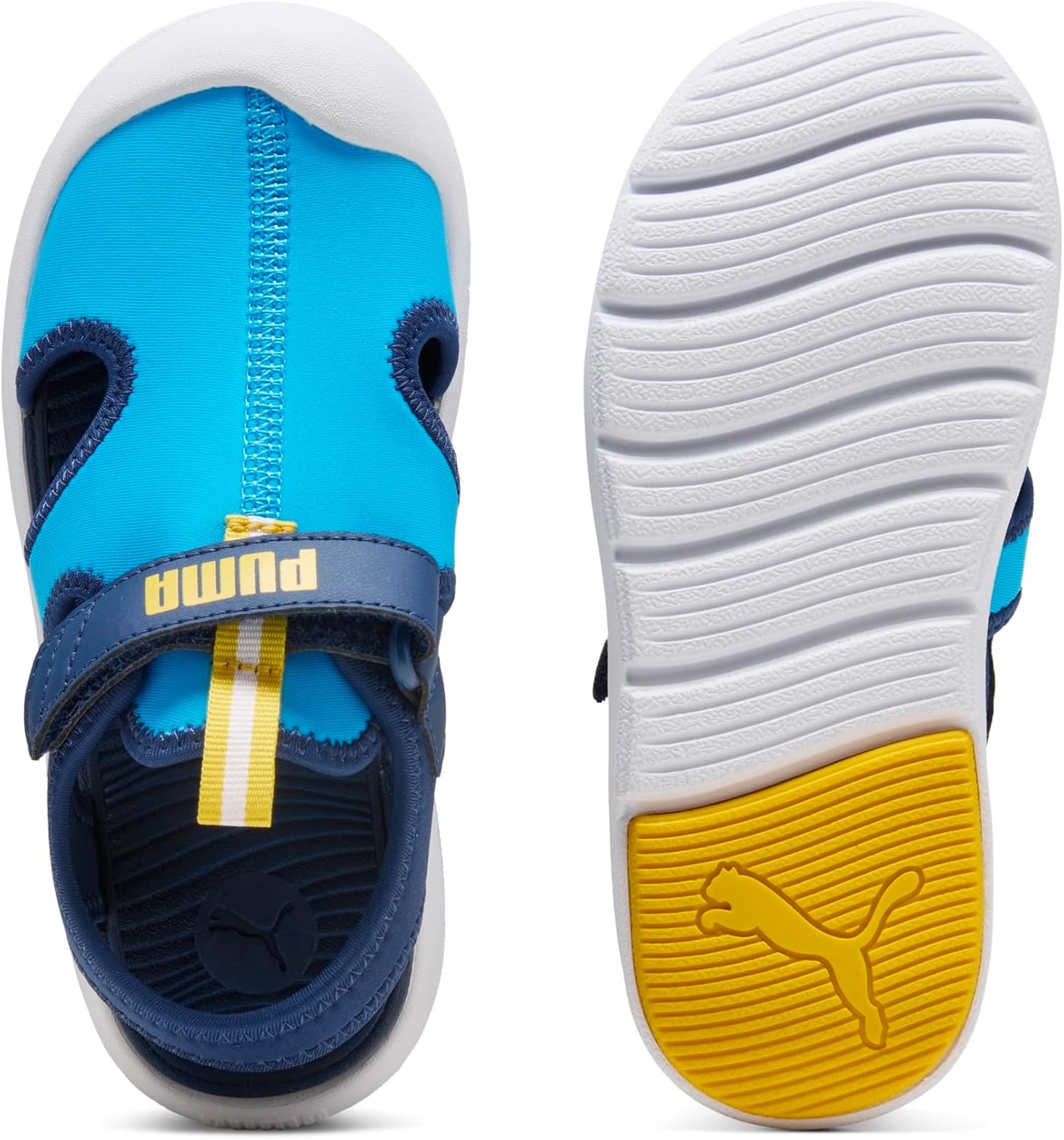 image:imagePUMA Kids Fun Racer Hook and Loop SandalsSpeed Bluepel Yellow