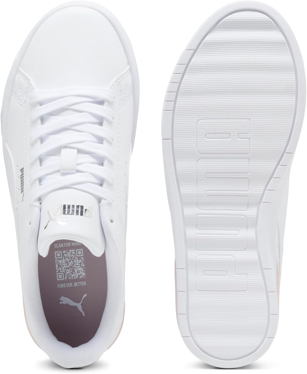 image:imagePUMA Kids Girls Jada Classic Holo 20 Sneakers Shoes Casual WhitePuma Whitemauve Mistpuma Silver