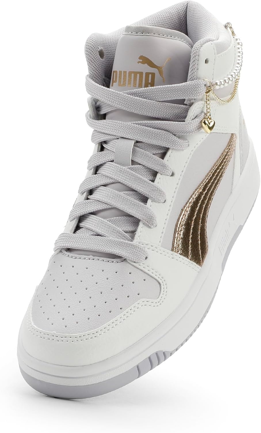 image:imagePUMA Kids Rebound Layup Mid Shoes Big KidLavendar Poppuma Goldpuma White