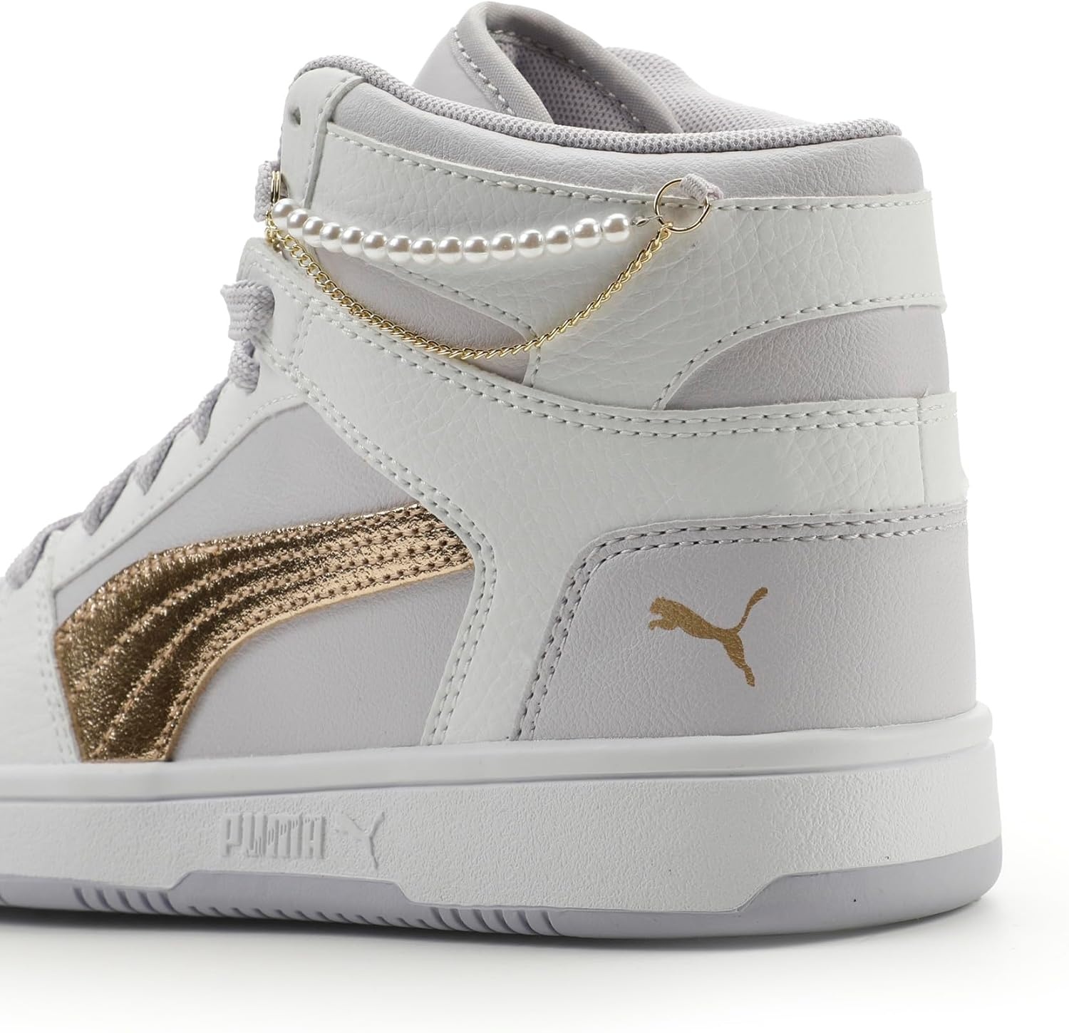 image:imagePUMA Kids Rebound Layup Mid Shoes Big KidLavendar Poppuma Goldpuma White
