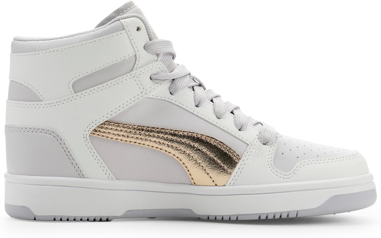 image:imagePUMA Kids Rebound Layup Mid Shoes Big KidLavendar Poppuma Goldpuma White