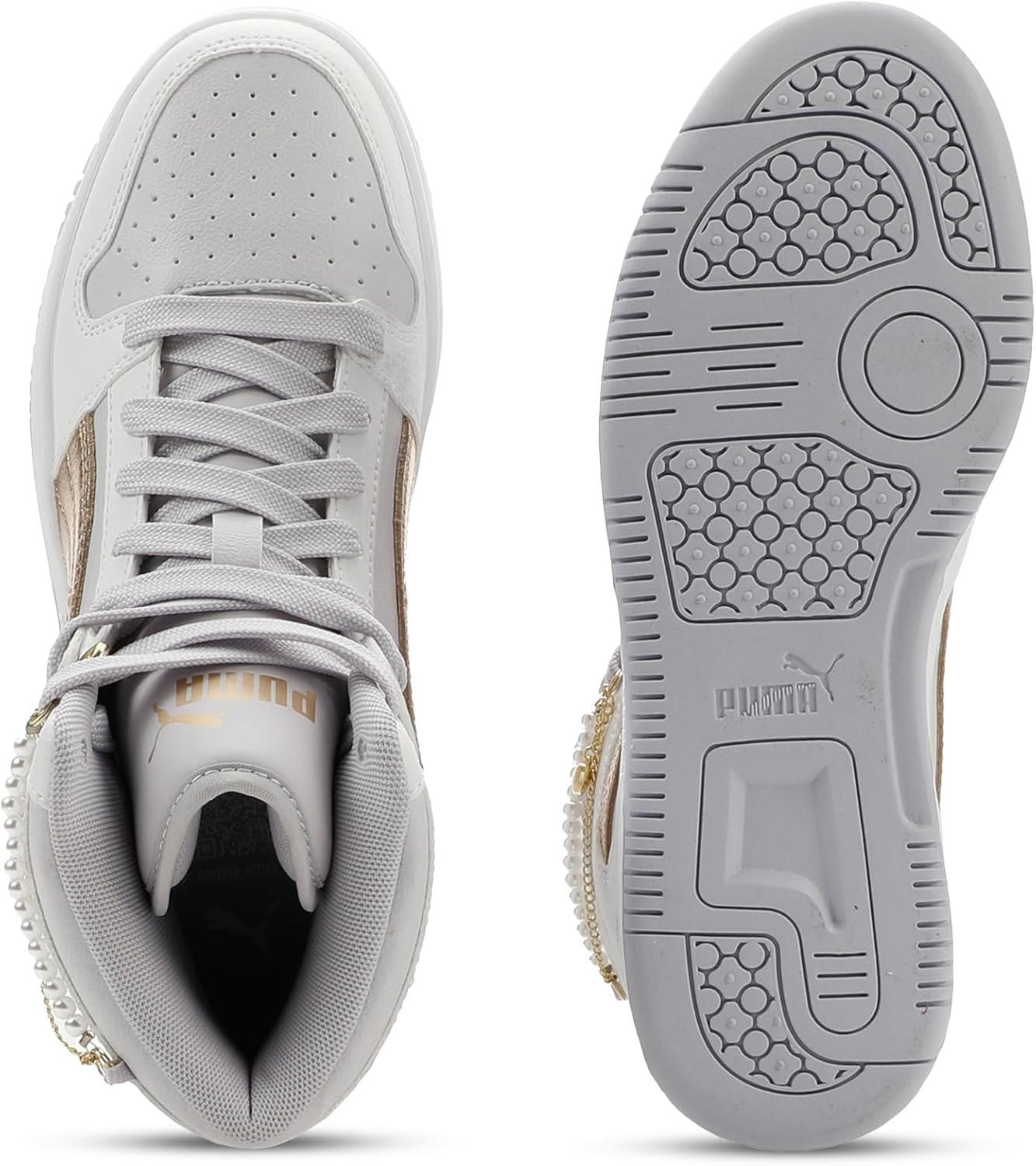 image:imagePUMA Kids Rebound Layup Mid Shoes Big KidLavendar Poppuma Goldpuma White