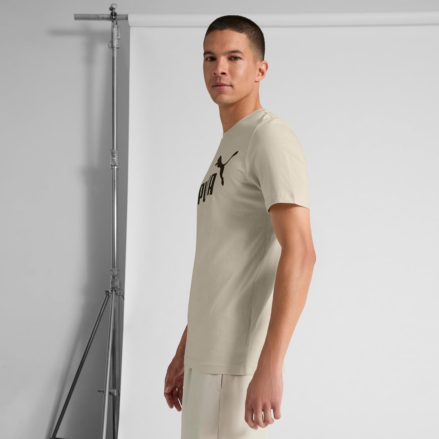 image:imagePUMA Mens Essentials Logo Crew Neck Short Sleeve Casual Tops CasualAlpine Snow Big Logo Ah25
