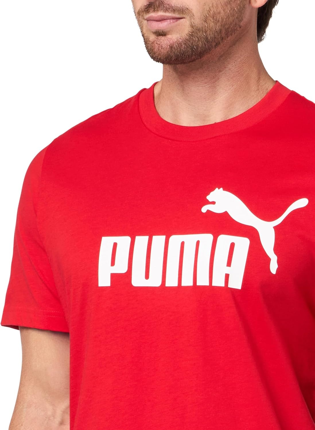 image:imagePUMA Mens Essentials Logo Crew Neck Short Sleeve Casual Tops CasualFor All Time Red Big Logo Ah25
