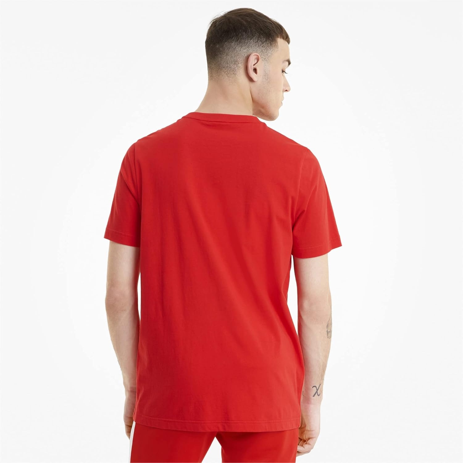 image:imagePUMA Mens Essentials Logo Crew Neck Short Sleeve Casual Tops CasualLogoHigh Risk Red