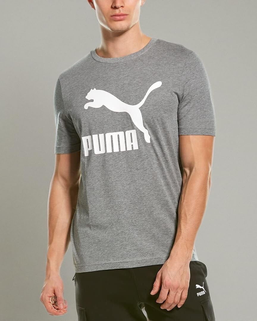 image:imagePUMA Mens Essentials Logo Crew Neck Short Sleeve Casual Tops CasualLogoMedium Gray Heather