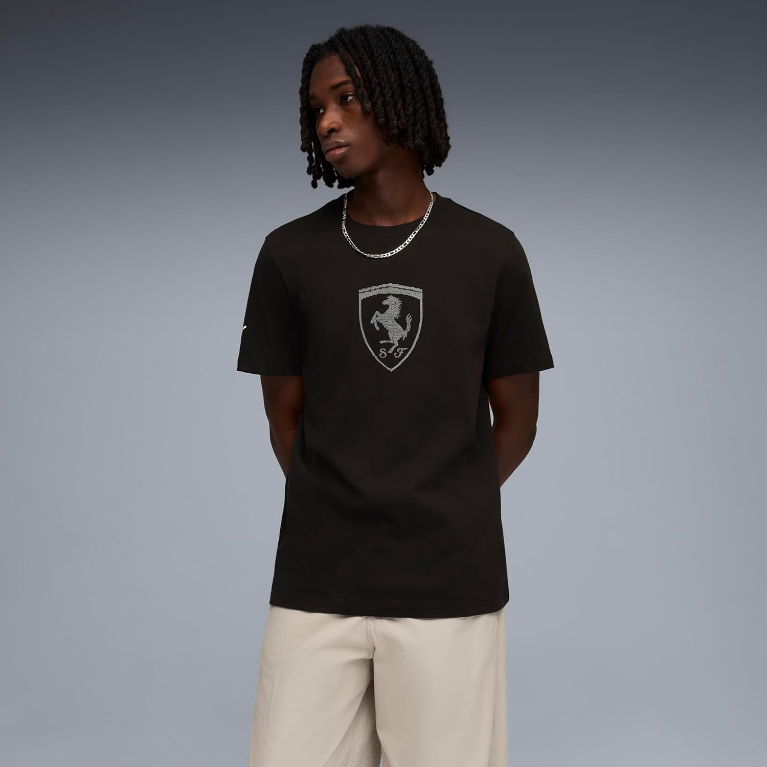 image:imagePUMA Mens Scuderia Ferrari Tonal Shield Graphic Crew Neck Short Sleeve Casual Tops Casual BlackBlack