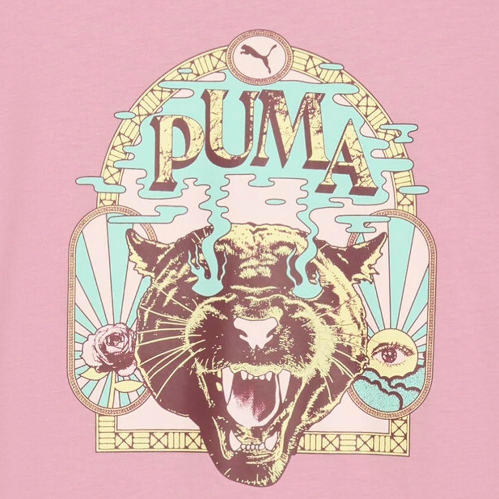 image:imagePUMA Womens Graphic Fest Relaxed Crew Neck Short Sleeve Casual Tops Casual BlackPink