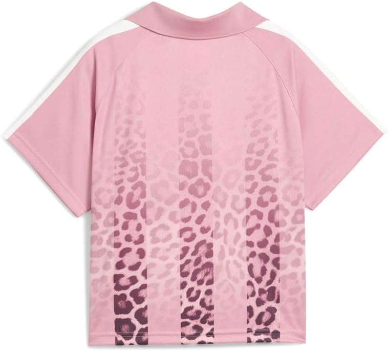 image:imagePUMA Womens T7 Leo Luxe Relaxed Collared Short Sleeve Jersey Casual BlackPoised Pinkall Over Print Ah25