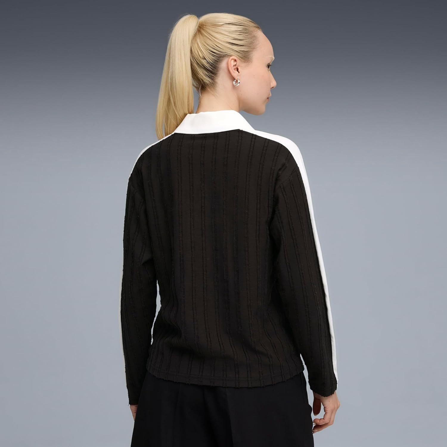 image:imagePUMA Womens T7 Relaxed Long Sleeve Shirt Casual Casual YellowPuma Black