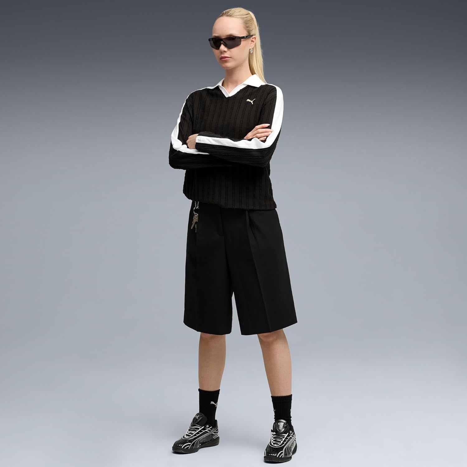 image:imagePUMA Womens T7 Relaxed Long Sleeve Shirt Casual Casual YellowPuma Black