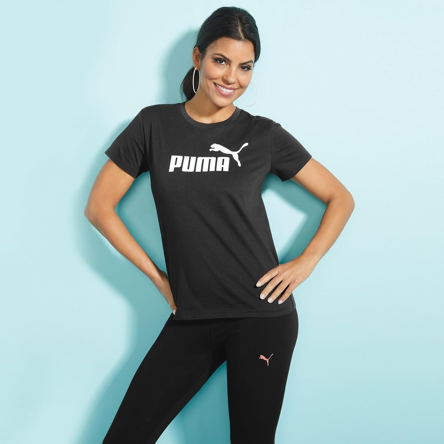 image:imagePuma Womens Essentials All Over Print TeeTShirtBlack Ss25