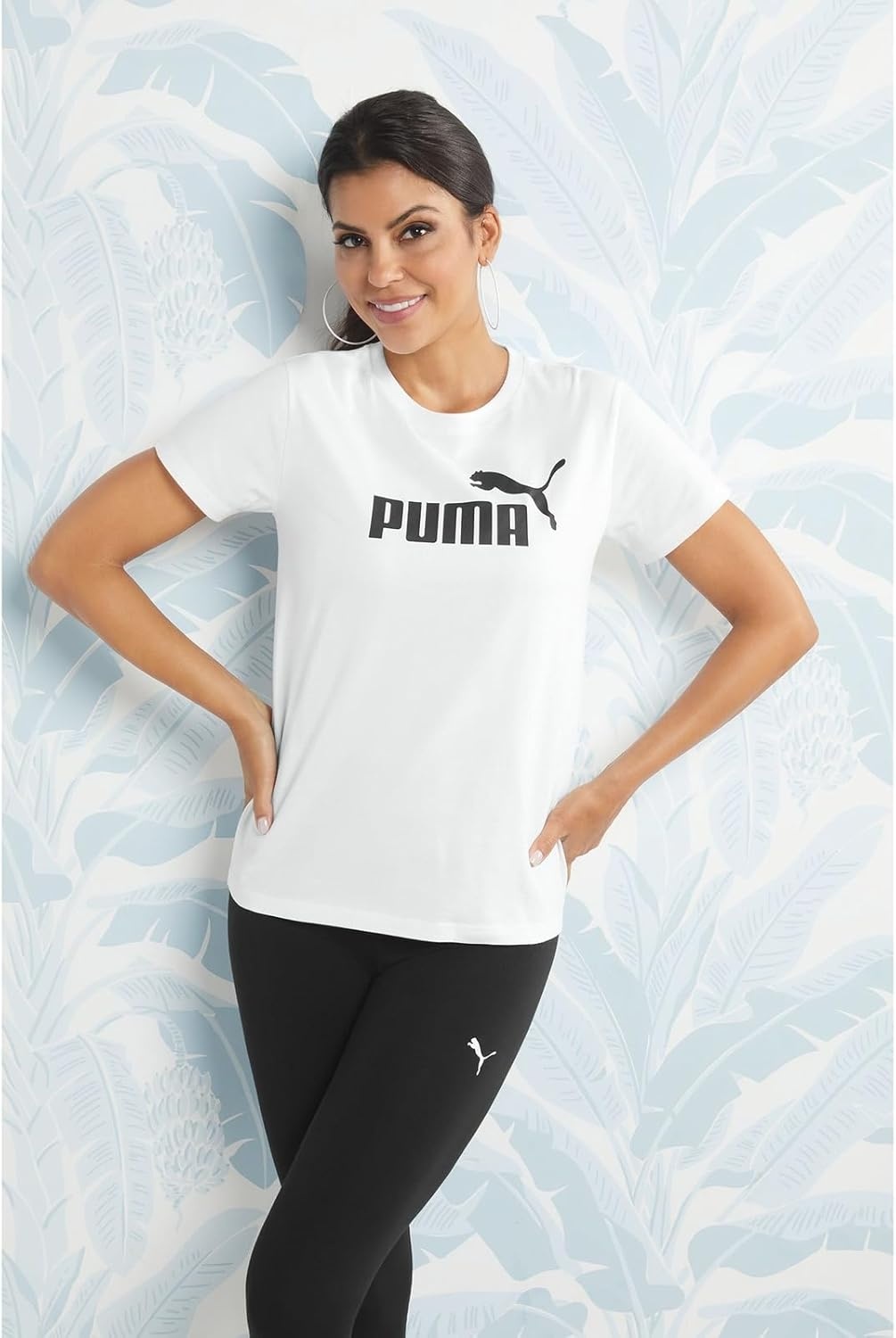 image:imagePuma Womens Essentials All Over Print TeeTShirtWhite Ss25