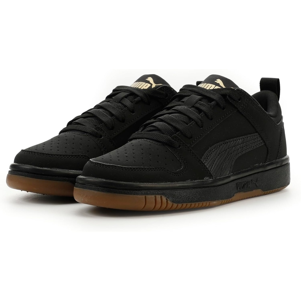 image:imagePUMA Kids Boys Rebound Layup Lo Nubuck Lace Up Sneakers Shoes Casual GreyBlackblackgold Ah25