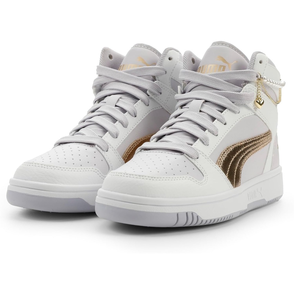 image:imagePUMA Kids Rebound Layup Mid Shoes Big KidLavendar Poppuma Goldpuma White