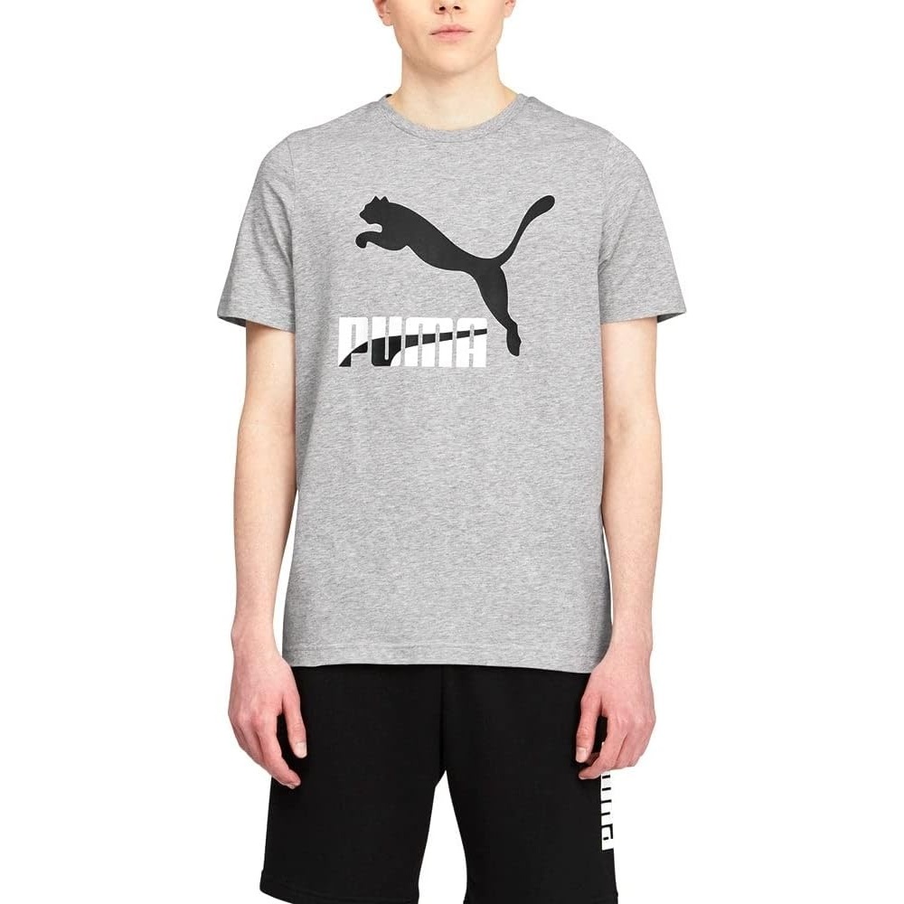 image:imagePUMA Mens Essentials Logo Crew Neck Short Sleeve Casual Tops CasualLight Gray Heather