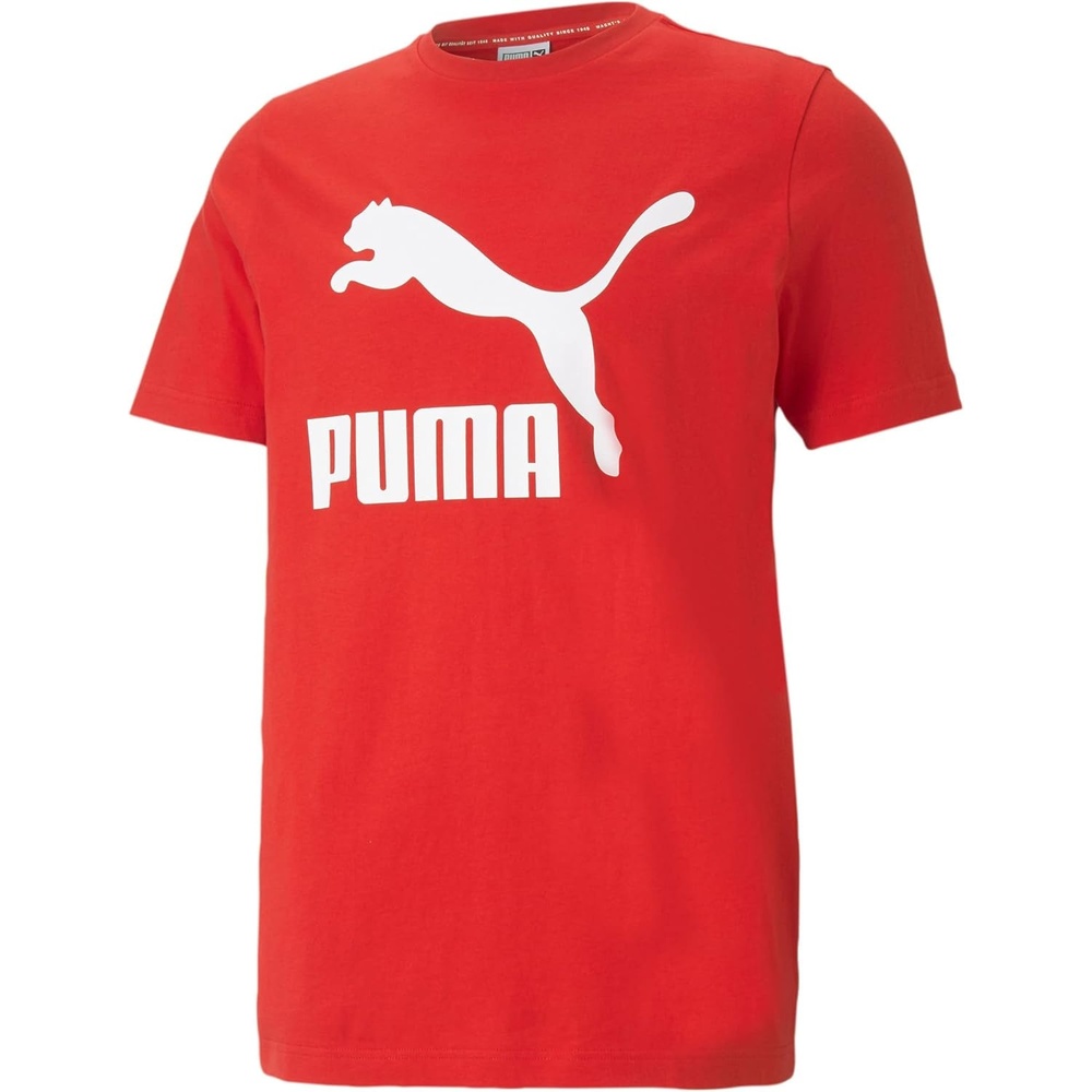 image:imagePUMA Mens Essentials Logo Crew Neck Short Sleeve Casual Tops CasualLogoHigh Risk Red