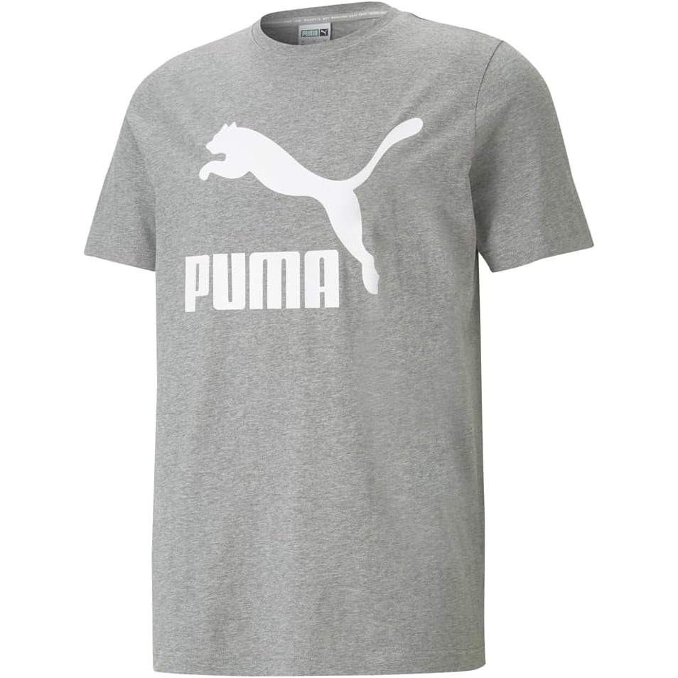 image:imagePUMA Mens Essentials Logo Crew Neck Short Sleeve Casual Tops CasualLogoMedium Gray Heather