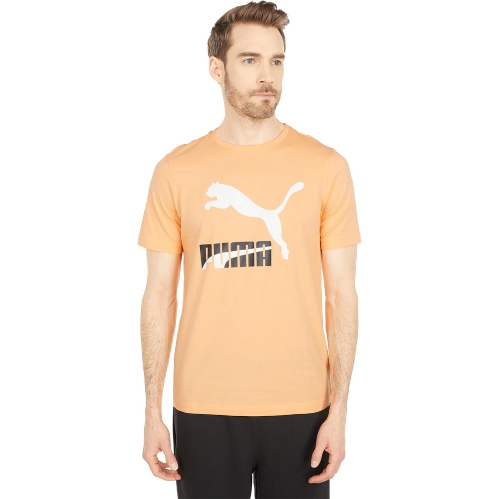 image:imagePUMA Mens Essentials Logo Crew Neck Short Sleeve Casual Tops CasualPeach Cobbler