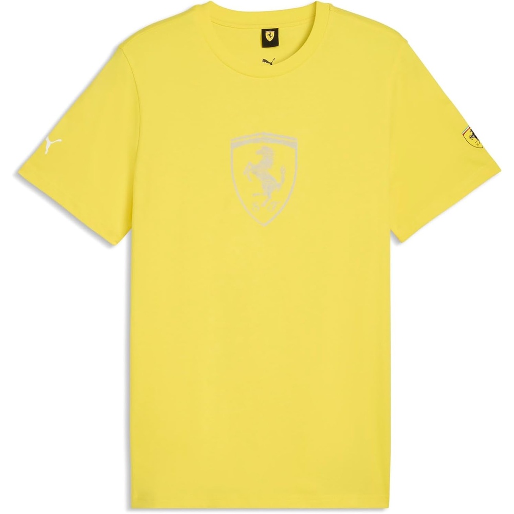 image:imagePUMA Mens Scuderia Ferrari Tonal Shield Graphic Crew Neck Short Sleeve Casual Tops Casual BlackYellow