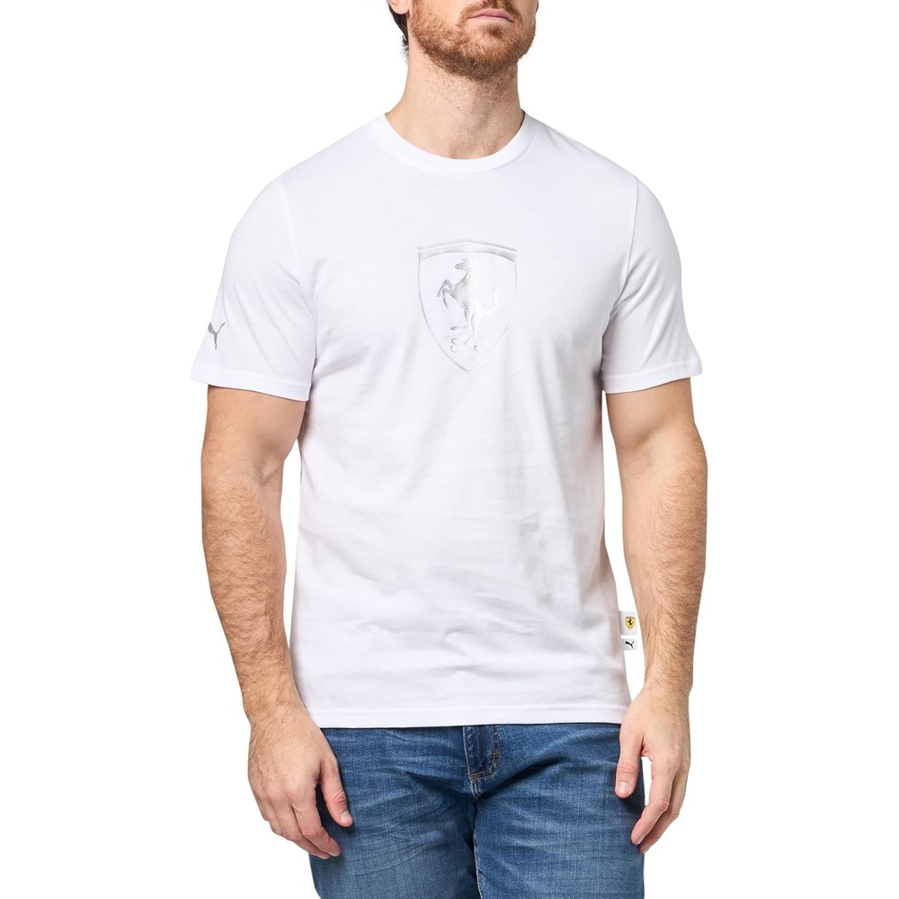 image:imagePUMA Mens Standard Scuderia Ferrari Formula 1 Graphic TShirt White Tonal Shield AH25