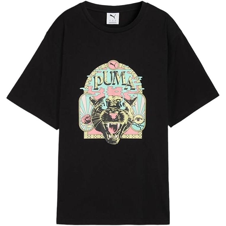 image:imagePUMA Womens Graphic Fest Relaxed Crew Neck Short Sleeve Casual Tops Casual  BlackBlack